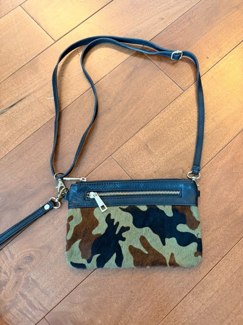 Made in Italy Genuine Leather Camo Hair-On Hide Crossbody Bag
